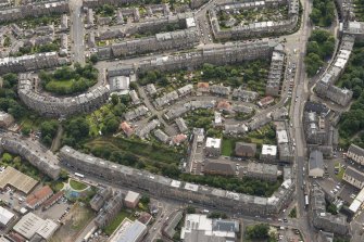 Oblique aerial view of East Claremont Street, Bellvue Terrace and Claremont Crescent, looking ESE.