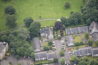 Oblique aerial view of 30 Pilrig House Close, looking SE.