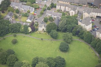 Oblique aerial view of 30 Pilrig House Close, looking NW.