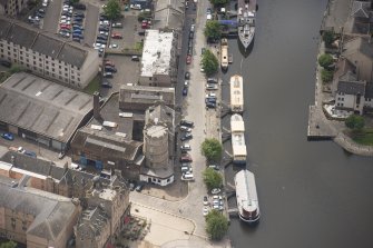 Oblique aerial view of Leith Signal Tower, looking S.