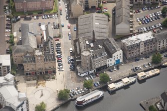Oblique aerial view of Leith Signal Tower and Leith Sailors' Home, looking ESE.