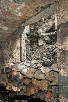 Interior. Detail of doorway of north vault.