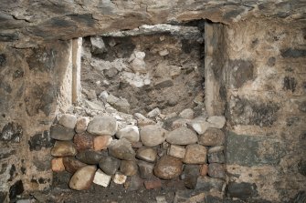 Interior. Detail of doorway of north vault.