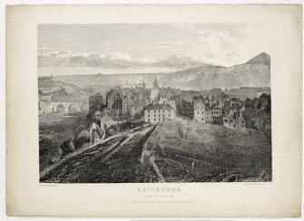 View of Edinburgh from Castle Hill showing the esplanade and the Old Town