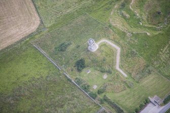 Oblique aerial view of Mounthooley Dovecot, looking NE.