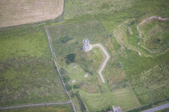 Oblique aerial view of Mounthooley Dovecot, looking NNE.
