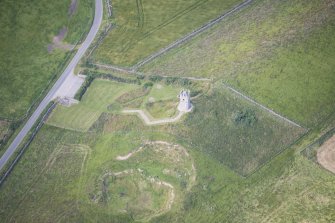 Oblique aerial view of Mounthooley Dovecot, looking W.