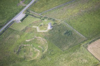 Oblique aerial view of Mounthooley Dovecot, looking SW.