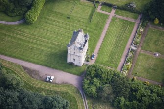 Oblique aerial view of Udny Castle, looking ENE.