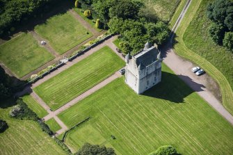 Oblique aerial view of Udny Castle, looking SSW.