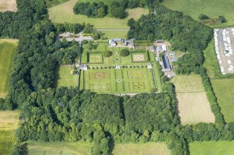 Oblique aerial view of Pitmedden House, looking WSW.