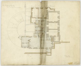 Drawing of plan of ground floor showing additions and alterations, Invergowrie House, Dundee