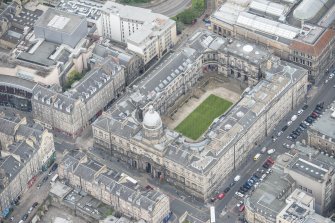 Oblique aerial view of Old College, looking SW.