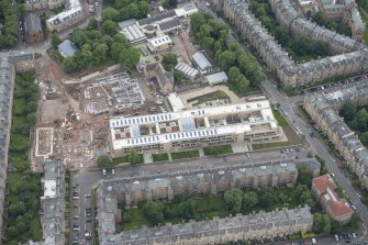 Oblique aerial view of James Gillespie's High School, Bruntsfield House and Lauderdale Street, looking W.