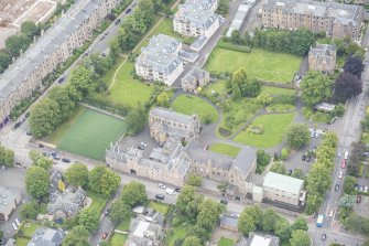 Oblique aerial view of Gillis College and St Margaret's Convent, looking NE.