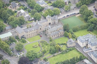 Oblique aerial view of Gillis College and St Margaret's Convent, looking WNW.