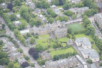 Oblique aerial view of Gillis College and St Margaret's Convent, looking WNW.