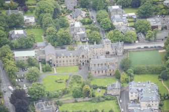 Oblique aerial view of Gillis College and St Margaret's Convent, looking W.