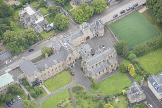 Oblique aerial view of Gillis College and St Margaret's Convent, looking WNW.