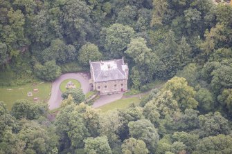 Oblique aerial view of the Hermitage of Braid, looking NW.