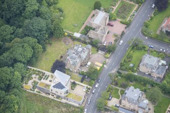 Oblique aerial view of 24 Hermitage Drive, looking WSW.