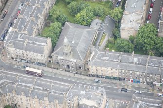 Oblique aerial view of The Queen's Hall, looking WSW.