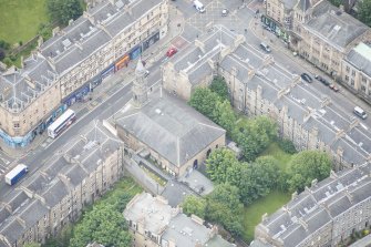 Oblique aerial view of The Queen's Hall, looking ESE.