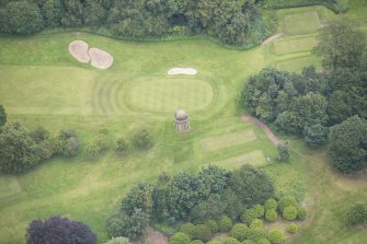 Oblique aerial view of Duddingston House Temple, looking NNE.