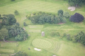 Oblique aerial view of Duddingston House Temple, looking S.