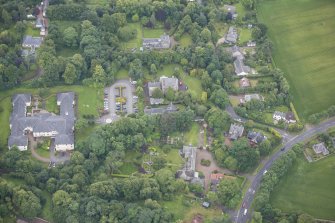 Oblique aerial view of Barony House and 3 Kevock Road, looking SW.