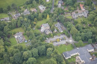 Oblique aerial view of Barony House and 3 Kevock Road, looking WNW.