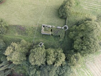 Oblique aerial view of Dowhill Castle looking south.
