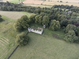Oblique aerial view of Dowhill Castle looking NNW.