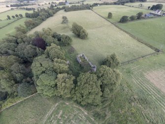 Oblique aerial view of Dowhill Castle looking ESE.