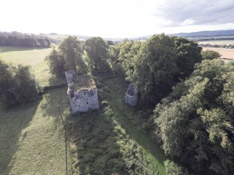 Oblique aerial view of Dowhill Castle looking west.
