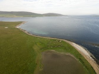 Oblique aerial view of Eynhallow looking east.