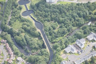 Oblique aerial view of the Kelvin Aqueduct, looking E.