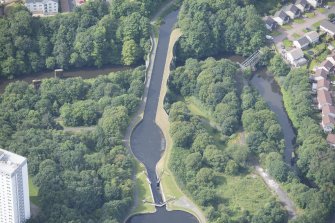 Oblique aerial view of the Kelvin Aqueduct, looking WSW.