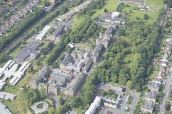 Oblique aerial view of Gartnavel Royal Hospital, looking W.