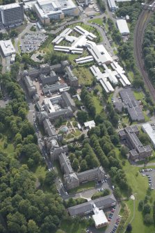 Oblique aerial view of Gartnavel Royal Hospital, looking ESE.