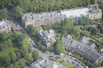 Oblique aerial view of Crown Circus and Crown Road South, looking NE.