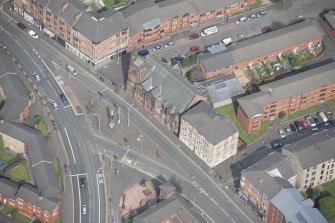 Oblique aerial view of Queen's Cross Church, looking NW.