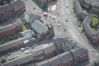 Oblique aerial view of Queen's Cross Church, looking SSE.