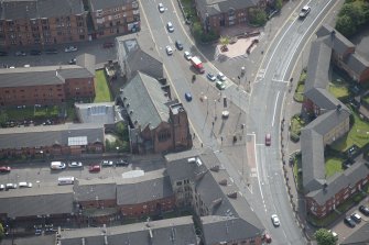 Oblique aerial view of Queen's Cross Church, looking ESE.