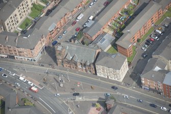 Oblique aerial view of Queen's Cross Church, looking N.