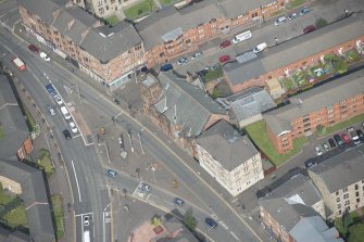 Oblique aerial view of Queen's Cross Church, looking NNW.