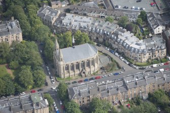Oblique aerial view of Kelvinside Hillhead Parish Church, looking NE.