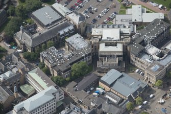 Oblique aerial view of Glasgow University's Institute of Chemistry and Zoology Building, looking SW.