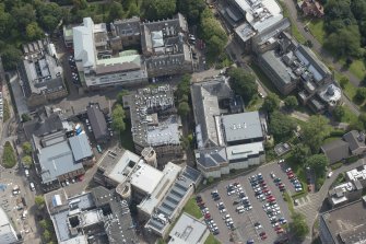 Oblique aerial view of Glasgow University's Institute of Chemistry and Zoology Building, looking ESE.