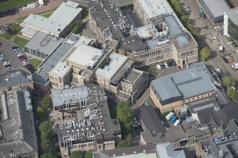 Oblique aerial view of Glasgow University's Institute of Chemistry, looking W.